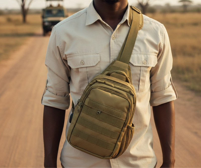 GJP67 Utility Chest Bag – Khaki / Black